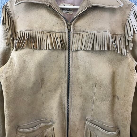 Vintage Genuine Buckskin 1970’s Rugged Fringe Buckskin Jacket M - Picture 8 of 11